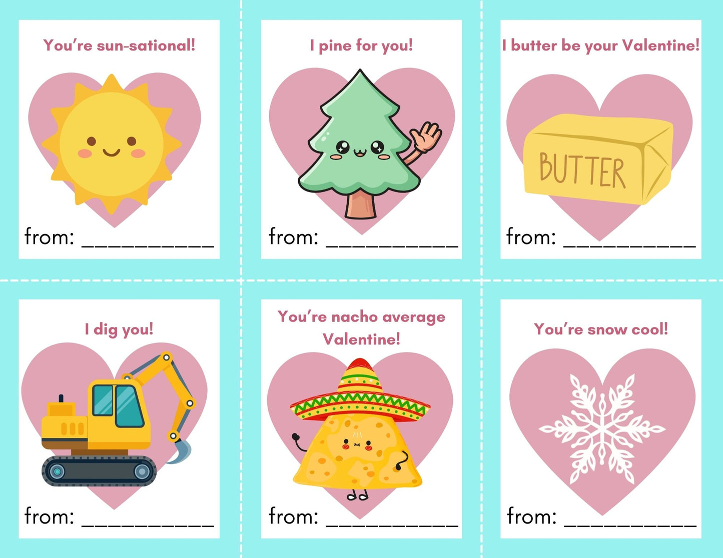 24 Silly Valentines for kids- PDF Printable fast, easy no fuss fun!