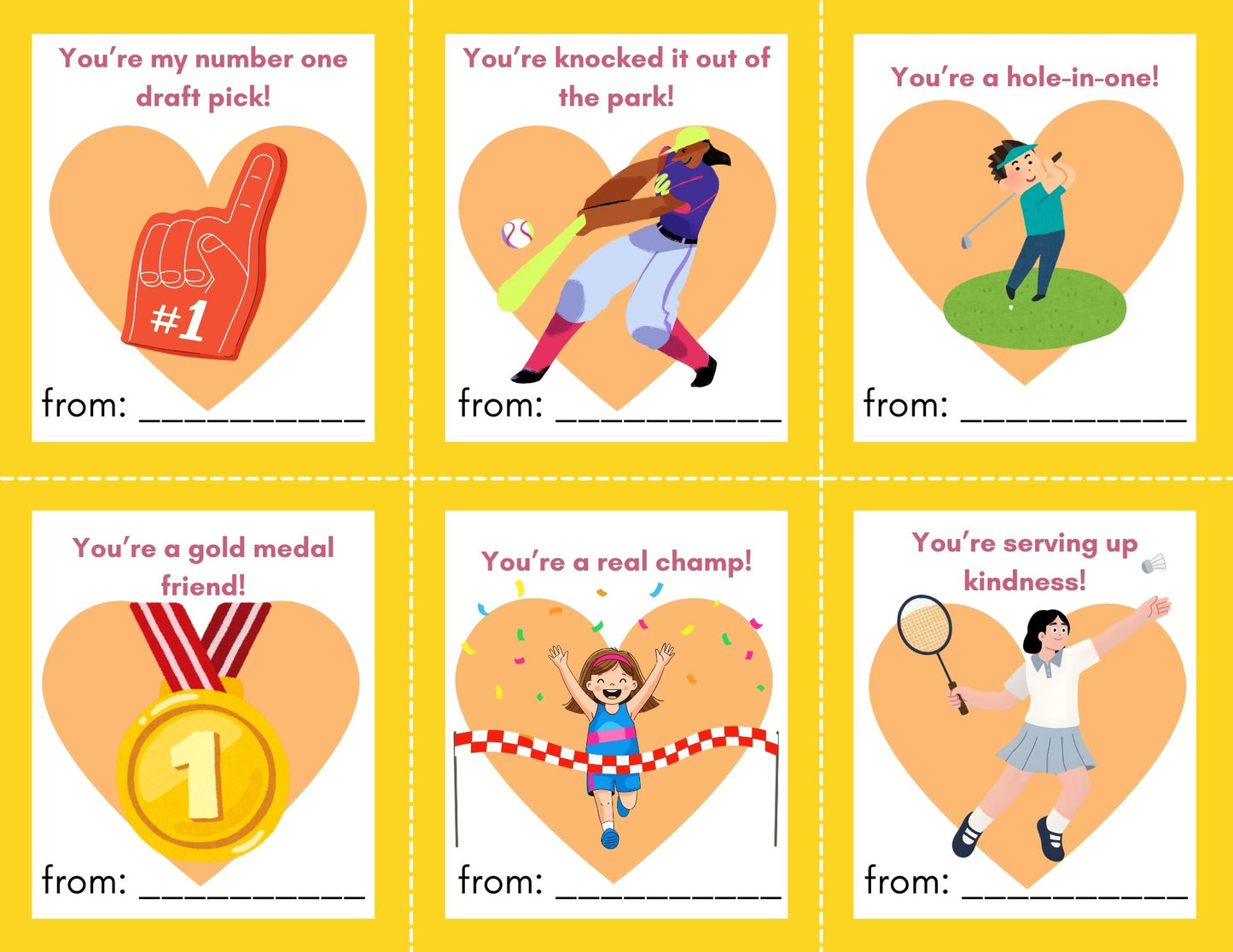 24 Sports Valentines- PDF Printable fast, easy no fuss fun!