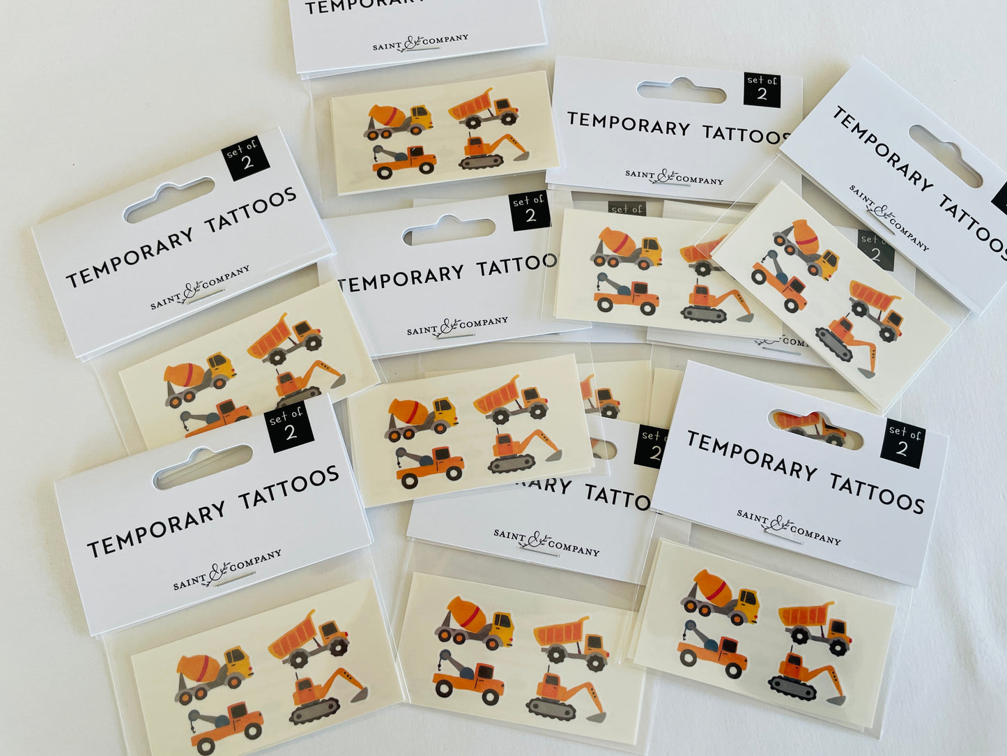 🚧 Construction Truck Temporary Tattoos from Saint & Company – Built for Fun! 🚜