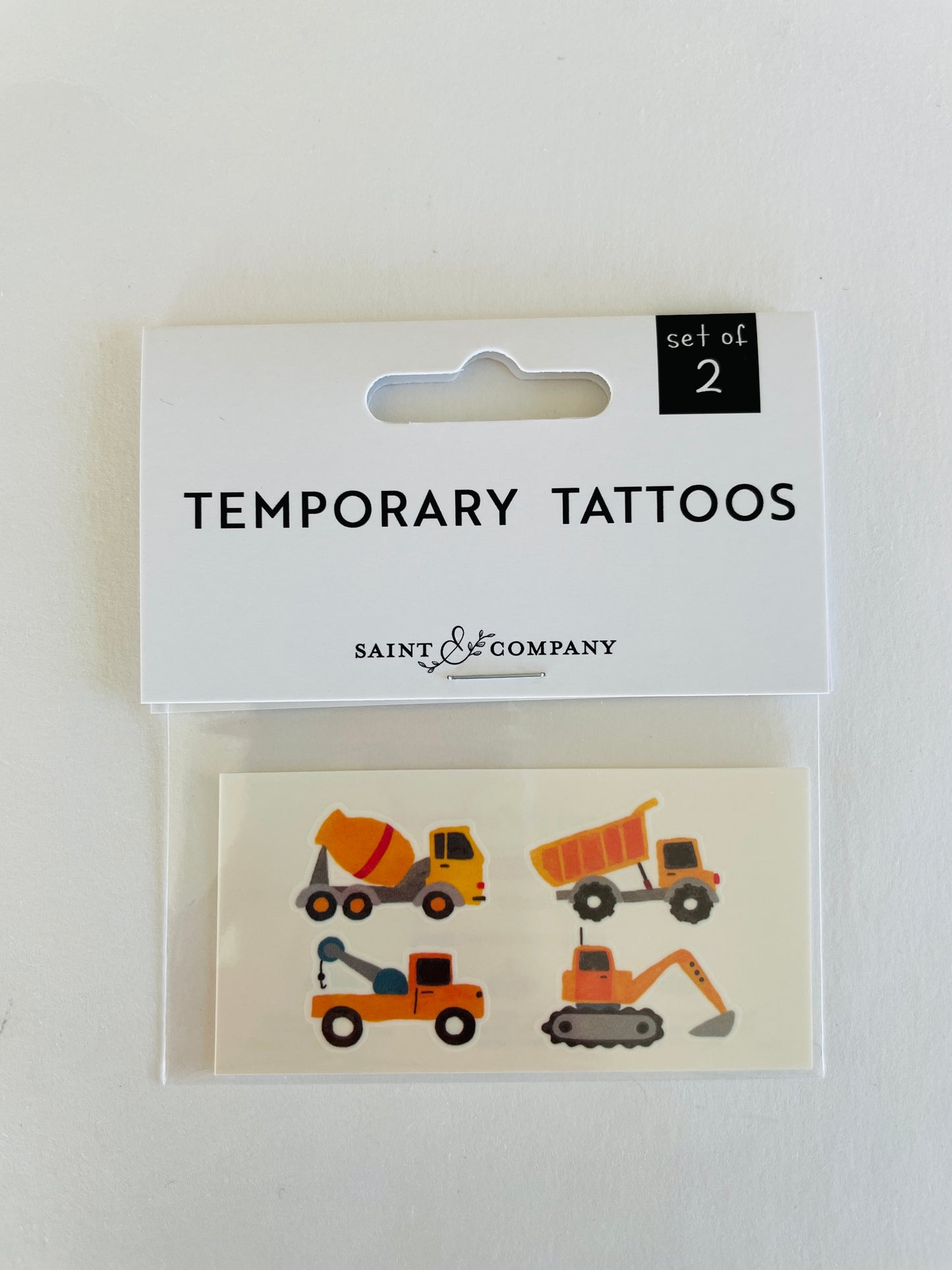 🚧 Construction Truck Temporary Tattoos from Saint & Company – Built for Fun! 🚜