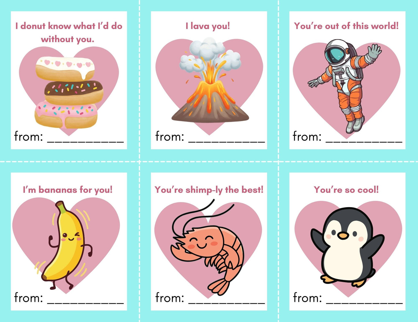 24 Silly Valentines for kids- PDF Printable fast, easy no fuss fun!