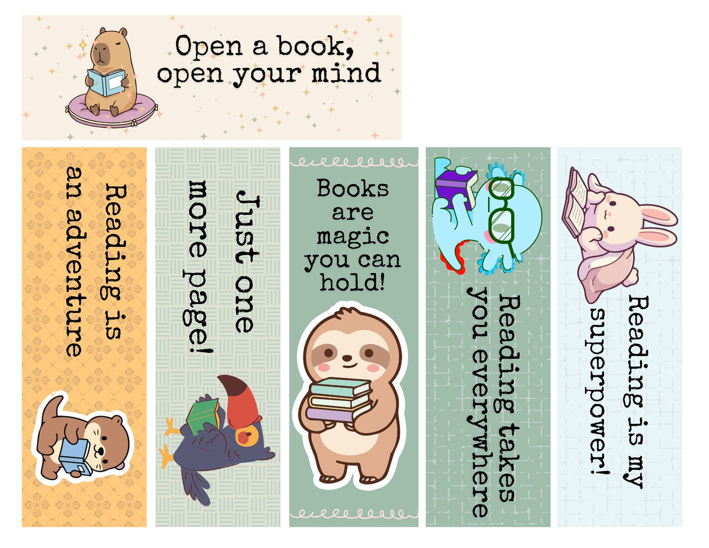 24 Animal bookmarks PDF Printables- perfect for Valentines, Classrooms and school libraries
