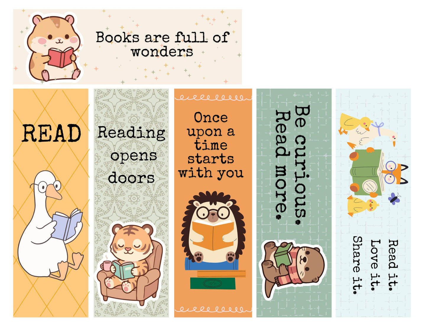 24 Animal bookmarks PDF Printables- perfect for Valentines, Classrooms and school libraries