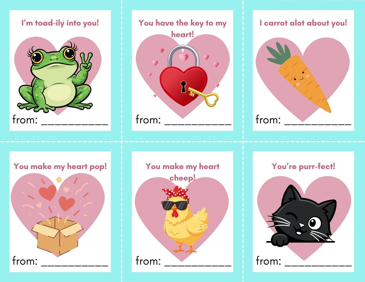 24 Silly Valentines for kids- PDF Printable fast, easy no fuss fun!