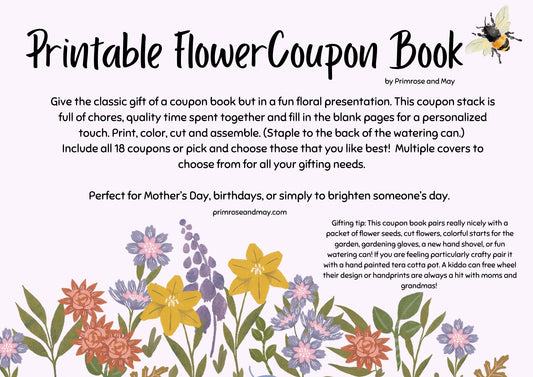 Floral Coupon Book for Mother's Day- Digital Download