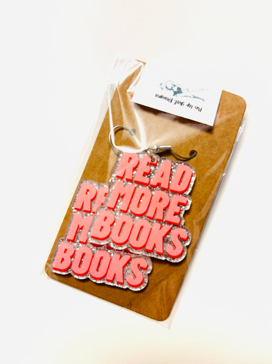 Sparkly “Read More Books” Earrings