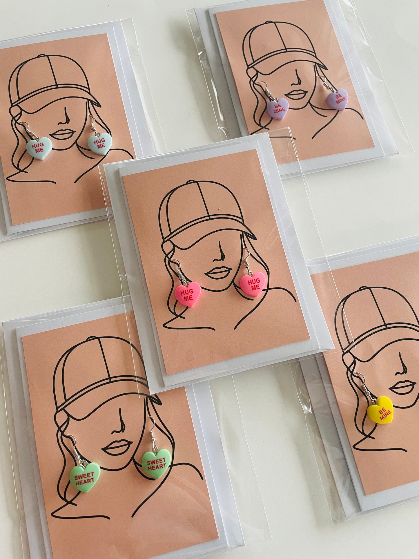 Retro Conversation Heart Earring and Greeting Card