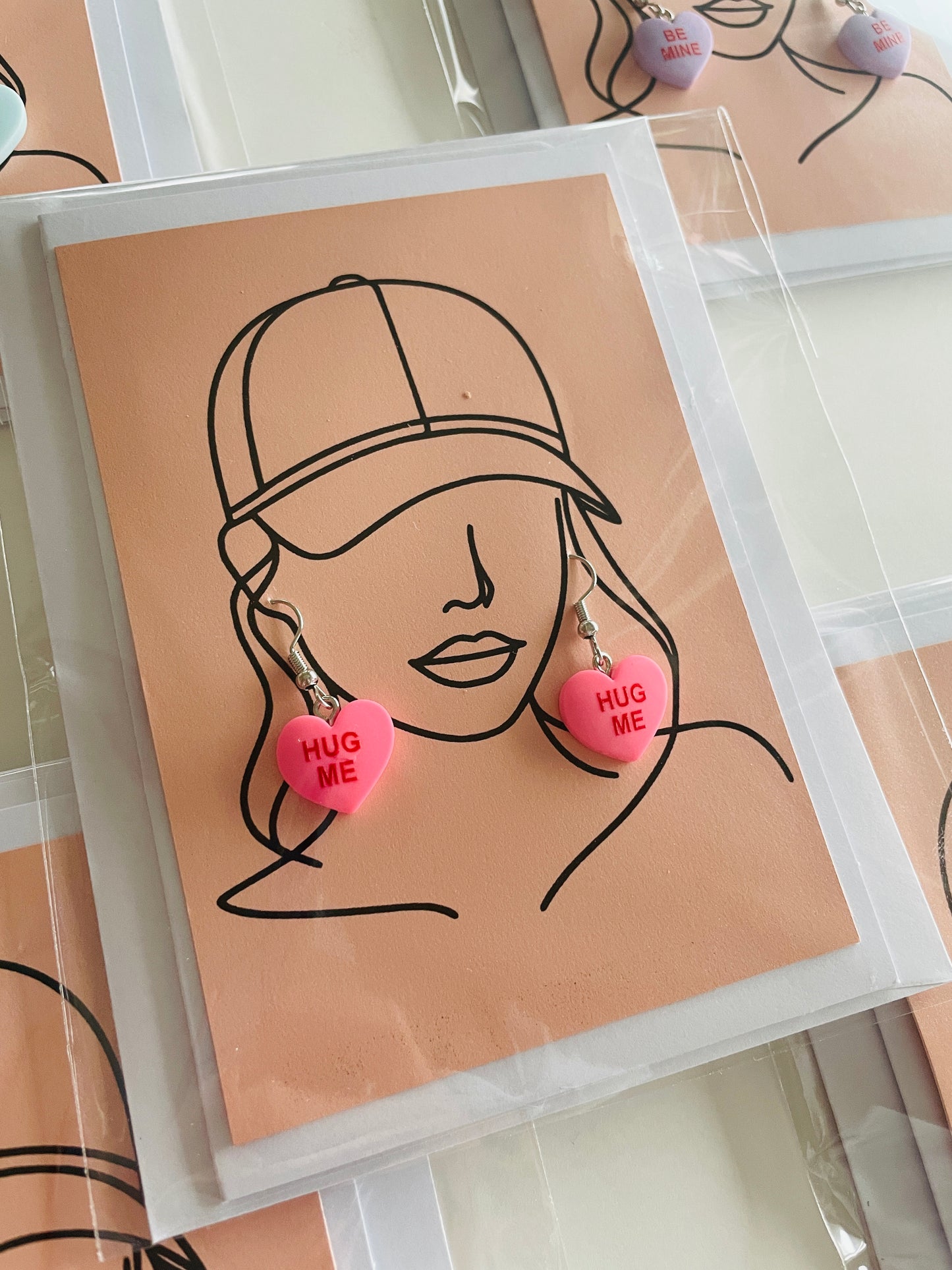 Retro Conversation Heart Earring and Greeting Card