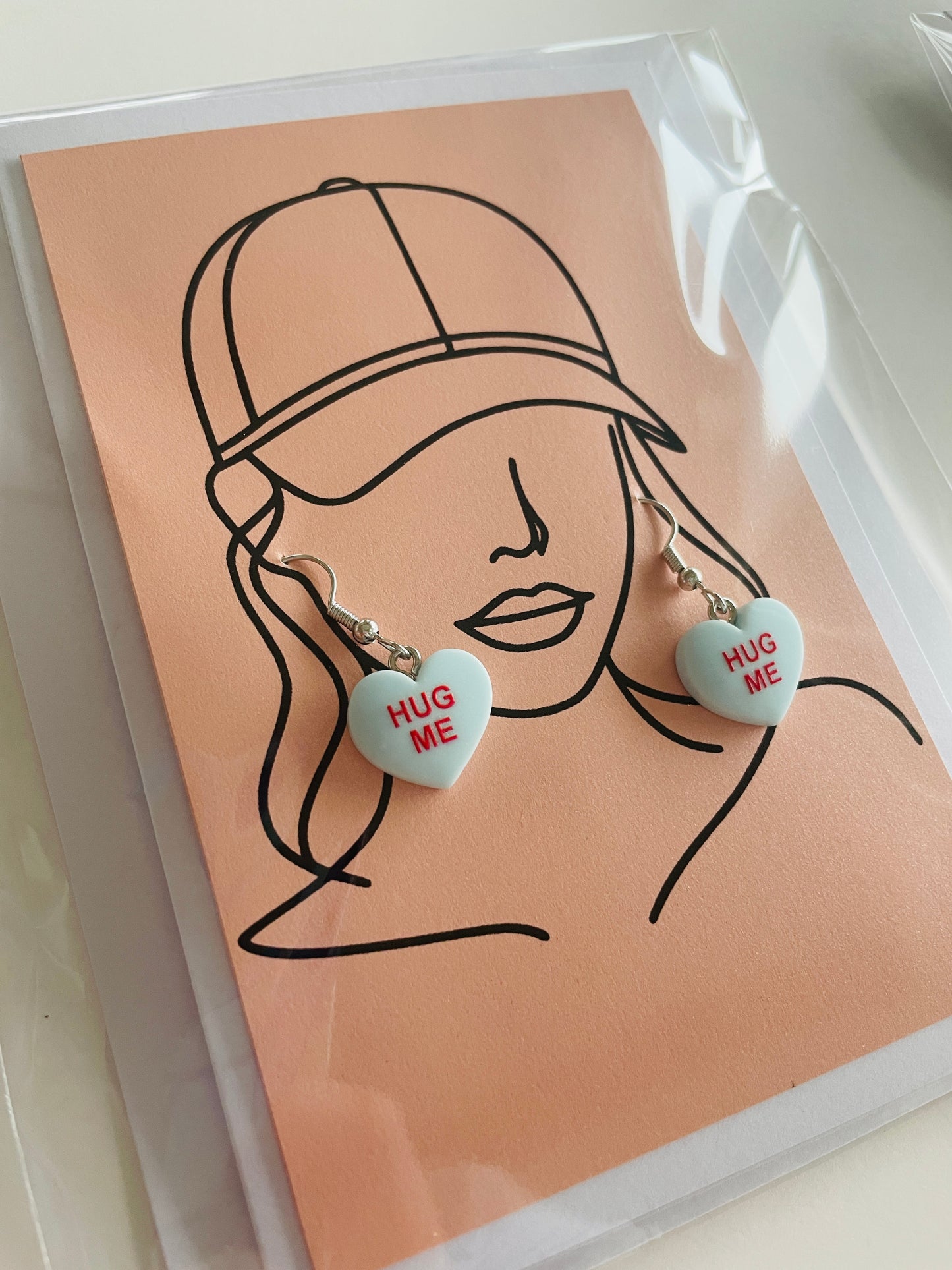 Retro Conversation Heart Earring and Greeting Card
