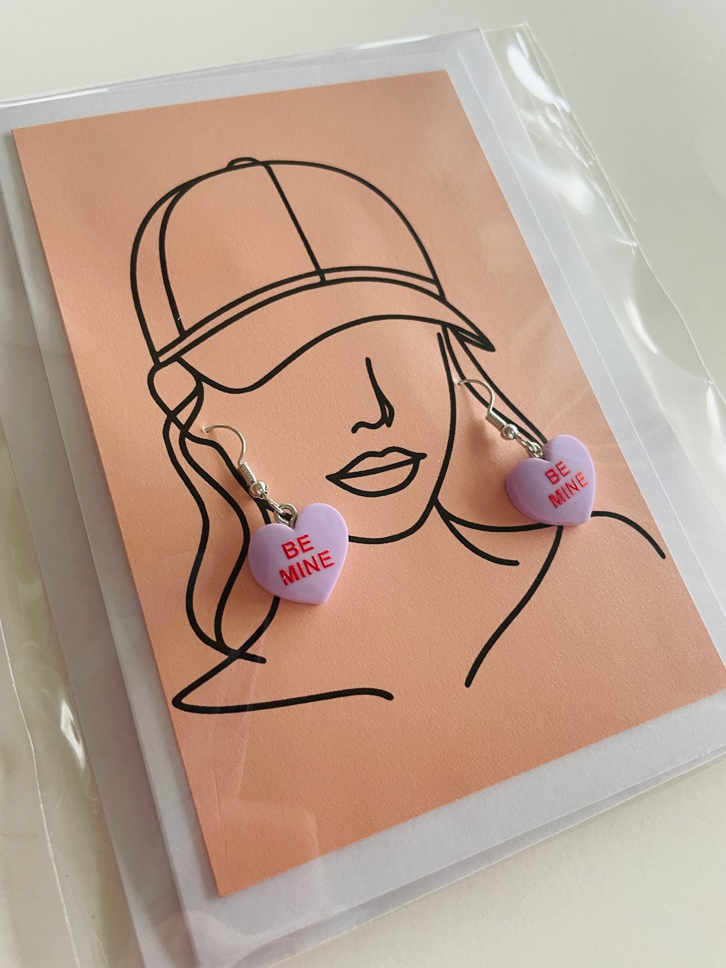 Retro Conversation Heart Earring and Greeting Card