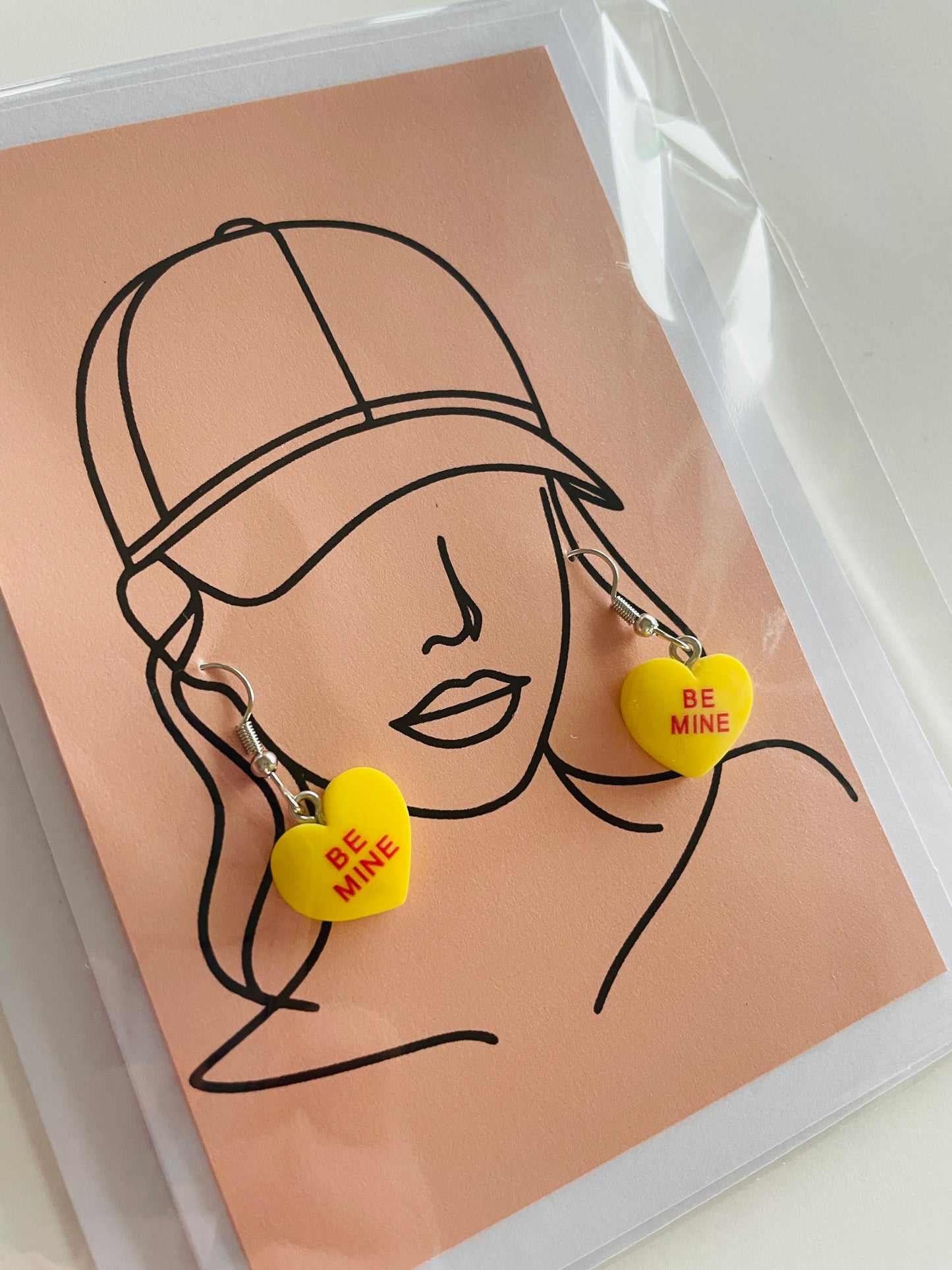 Retro Conversation Heart Earring and Greeting Card