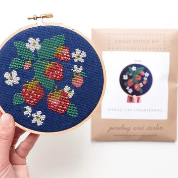 Spread Like Strawberries Cross Stitch Kit for beginners