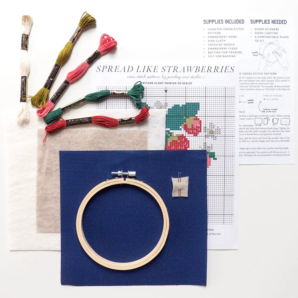 Spread Like Strawberries Cross Stitch Kit for beginners
